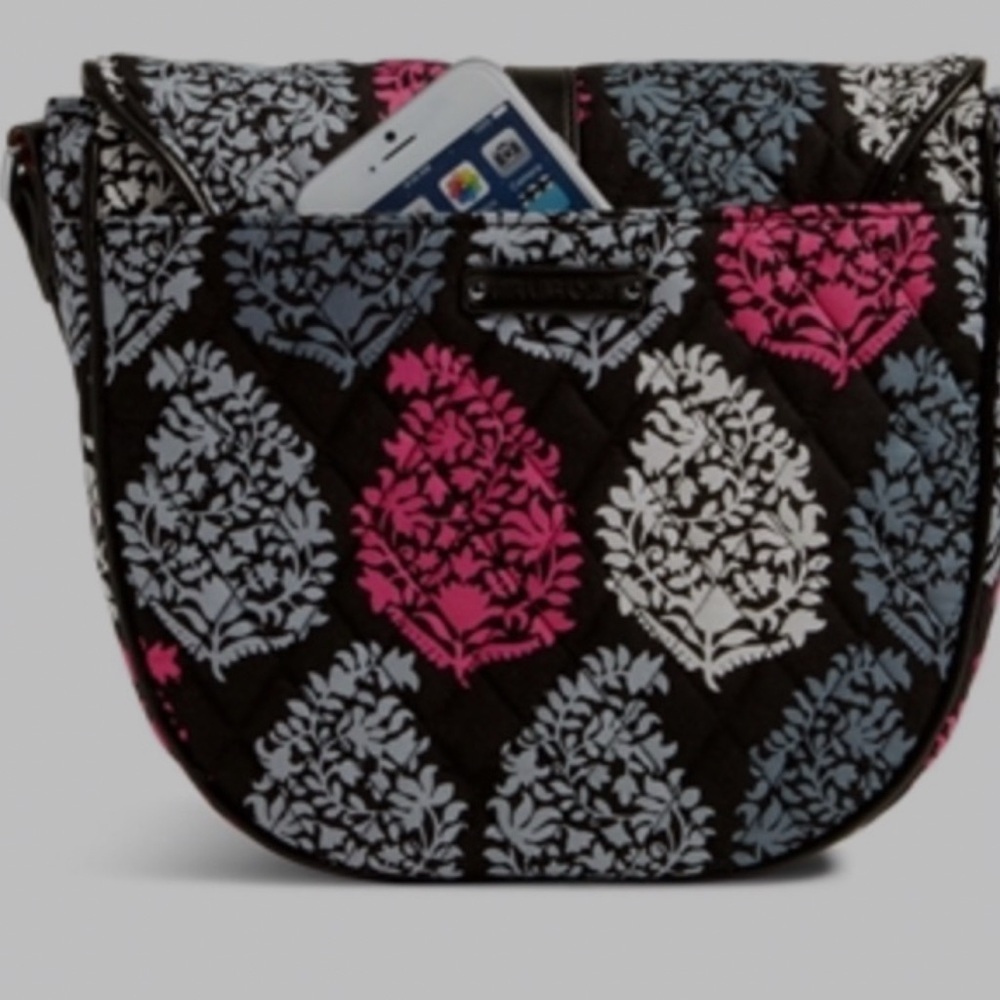 Vera Bradley Black and Pink Floral Crossbody Bag - Picture 2 of 3